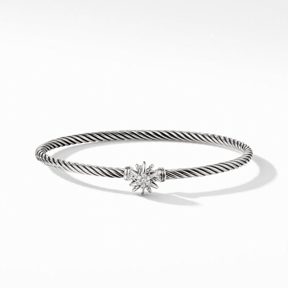 David Yurman Retired Single-Station Cable Bracelet with Diamond Starburst